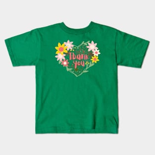 Thank you with flowers art Kids T-Shirt